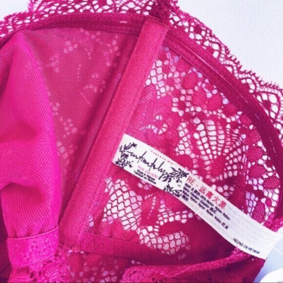 Free People Lacey Looks Bralette Burgundy Lace New XS Loungewear Maroon Bandeau - Picture 8 of 13